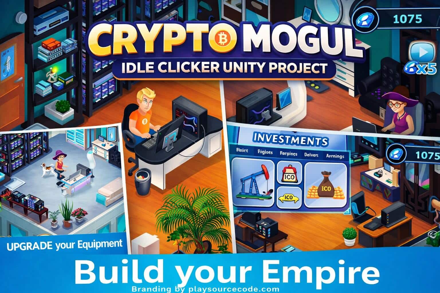 Crypto Mogul Idle Clicker Unity Project Gameplay and Office Upgrades
