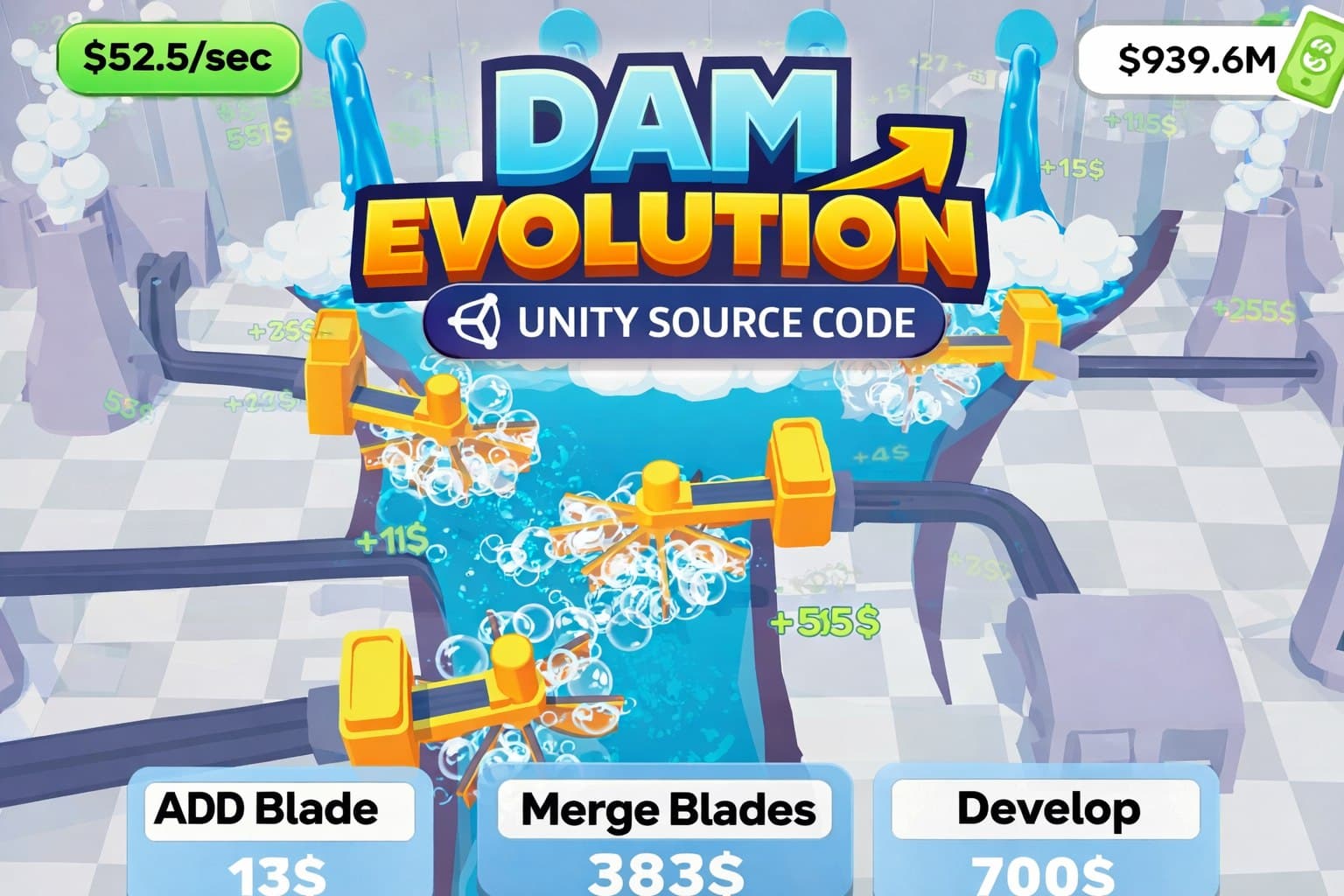 Dam Evolution Unity idle clicker game
