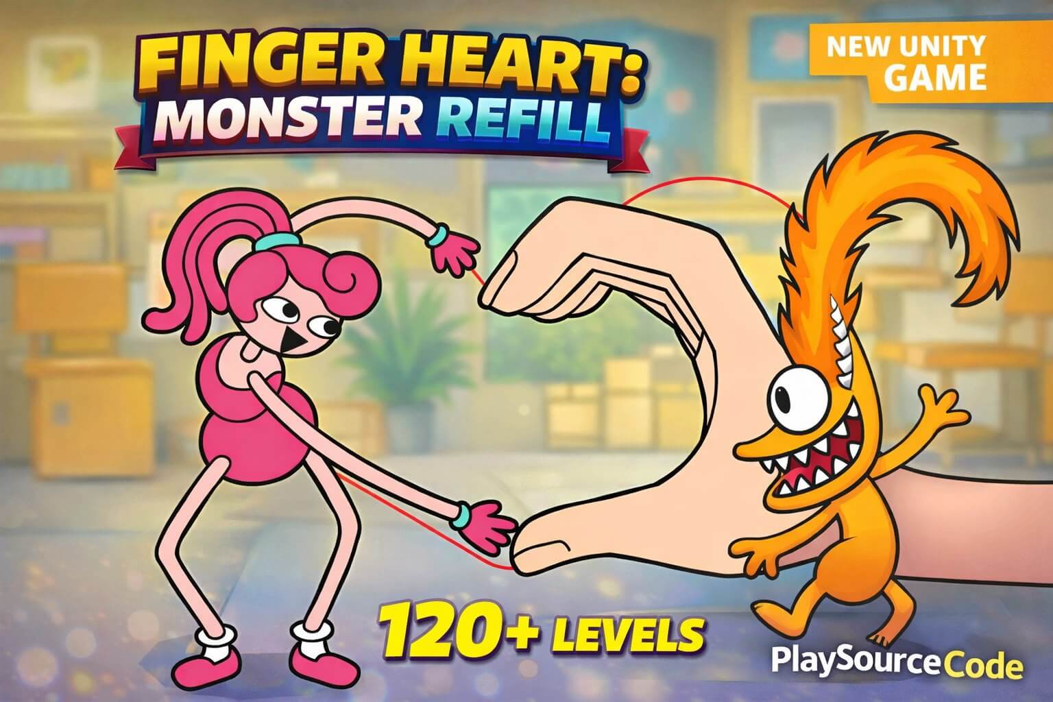 Finger Heart Monster Refill Unity Game Gameplay showing monster pose matching
