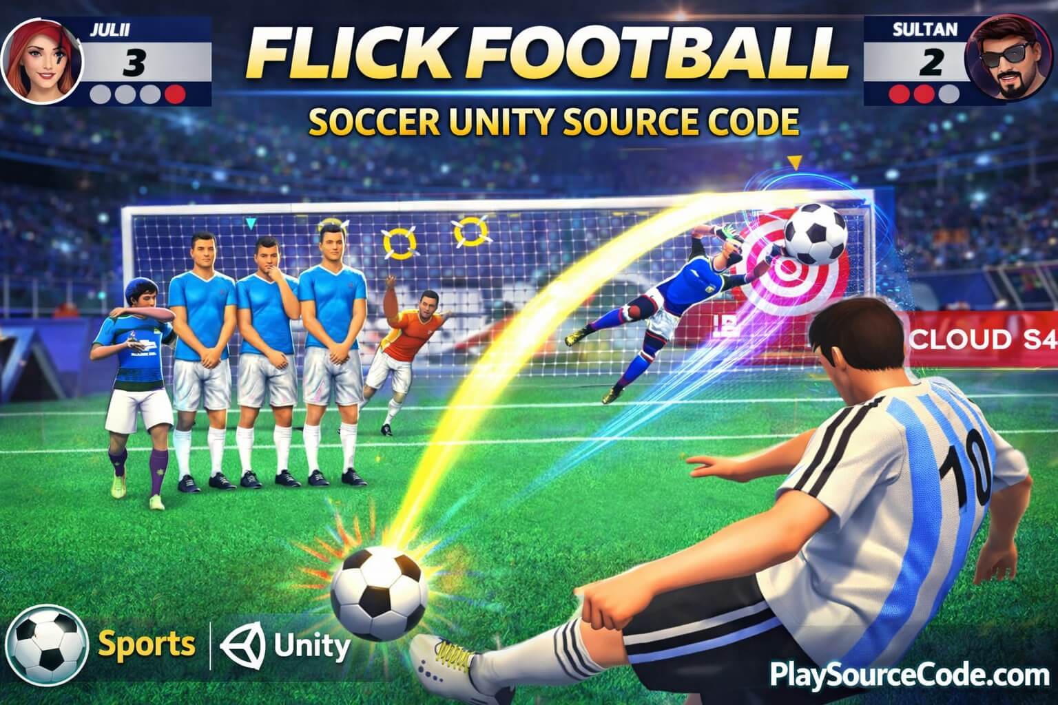 Flick Football Unity game with penalty and free kick gameplay