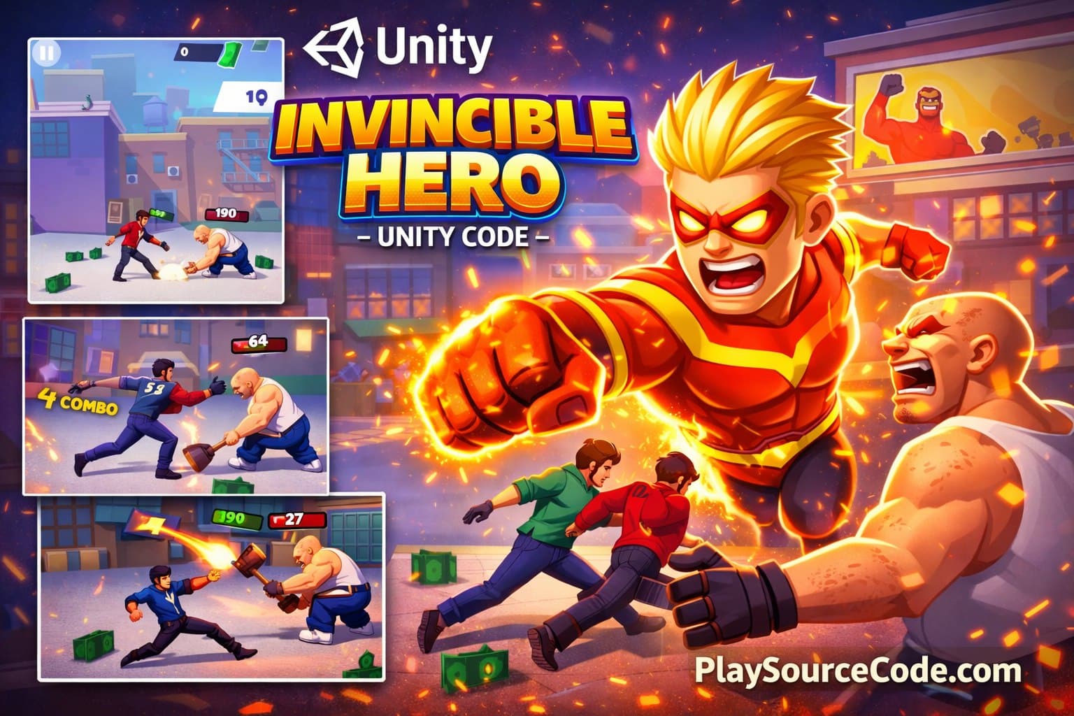 Invincible Hero Unity game with one tap superhero combat gameplay