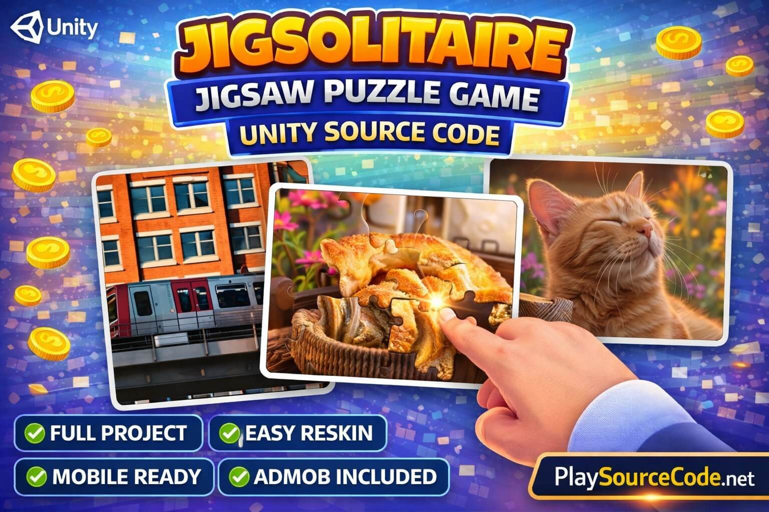 Jigsolitaire Jigsaw Puzzle Game Unity Source Code | PlaySourceCode.net Jigsolitaire Unity jigsaw puzzle game with multiple levels