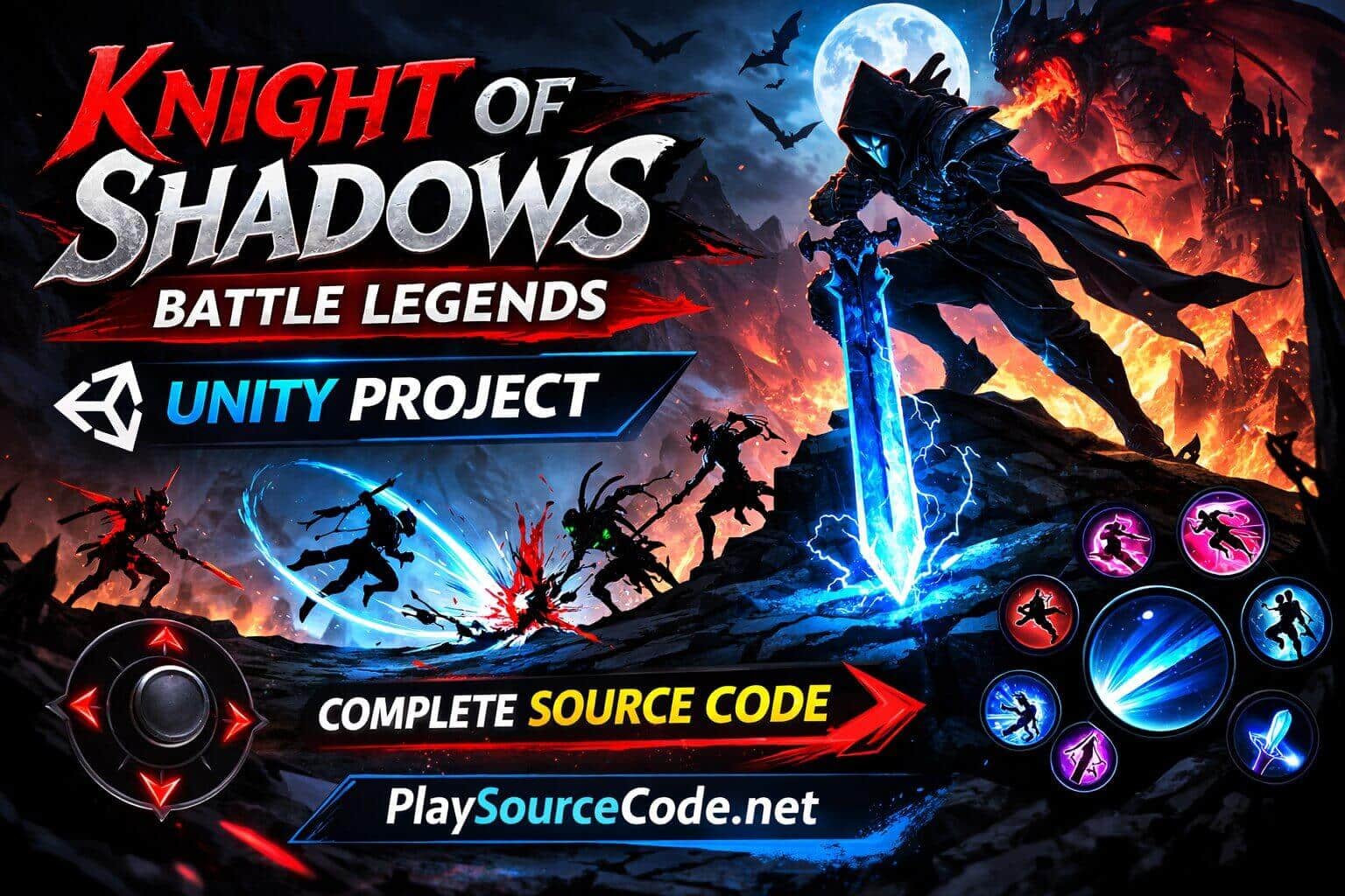 Knight of Shadows Unity RPG game with hack and slash combat and heroes