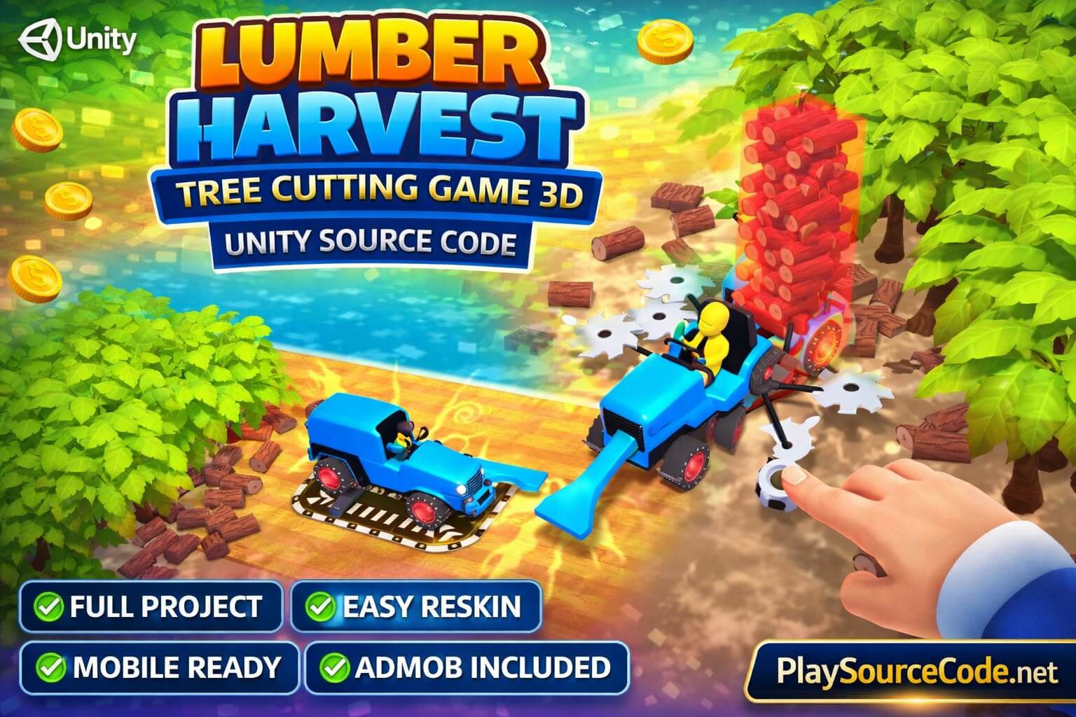 Lumber Harvest Unity tree cutting idle game