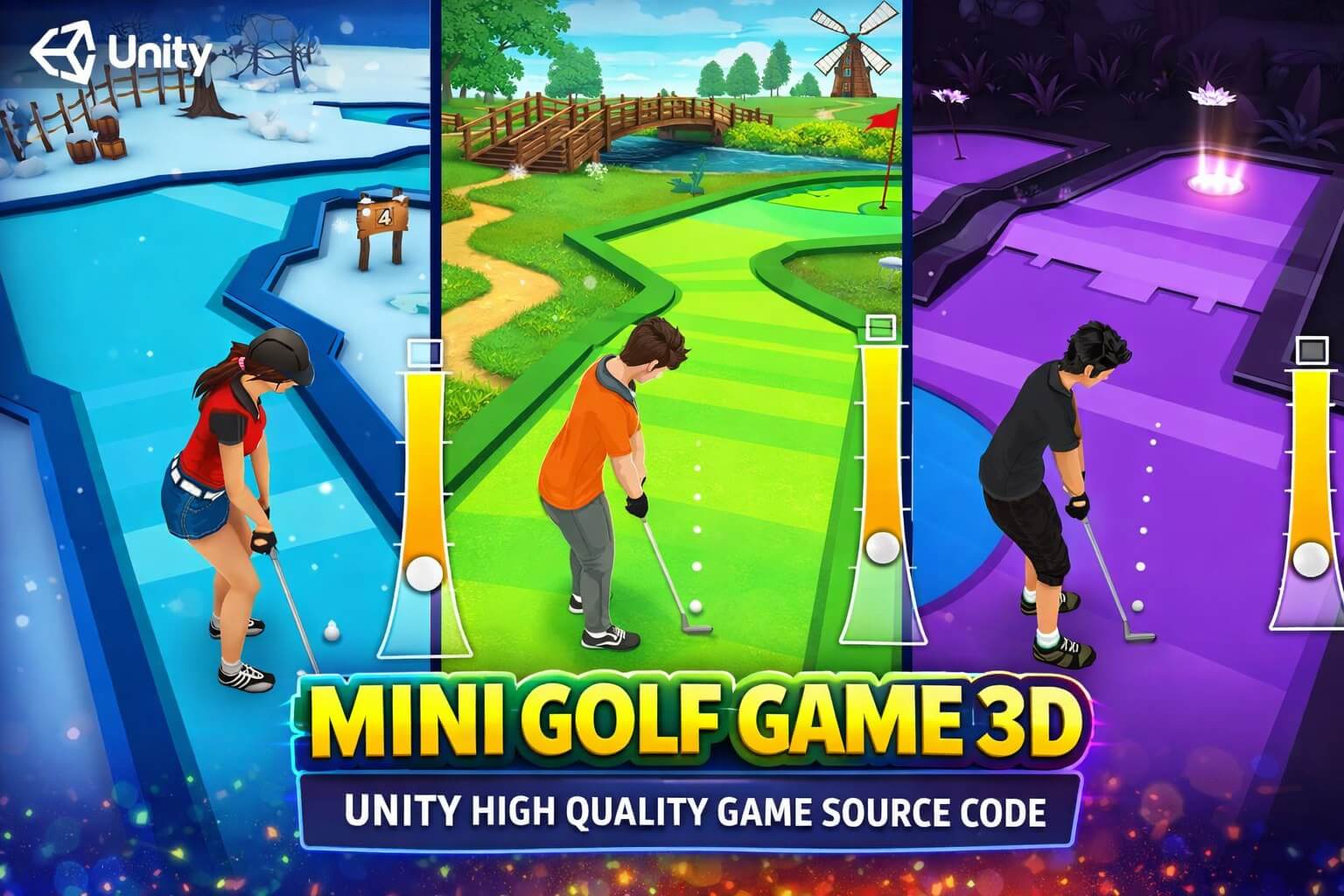 Mini Golf Unity game with 3D courses and obstacles