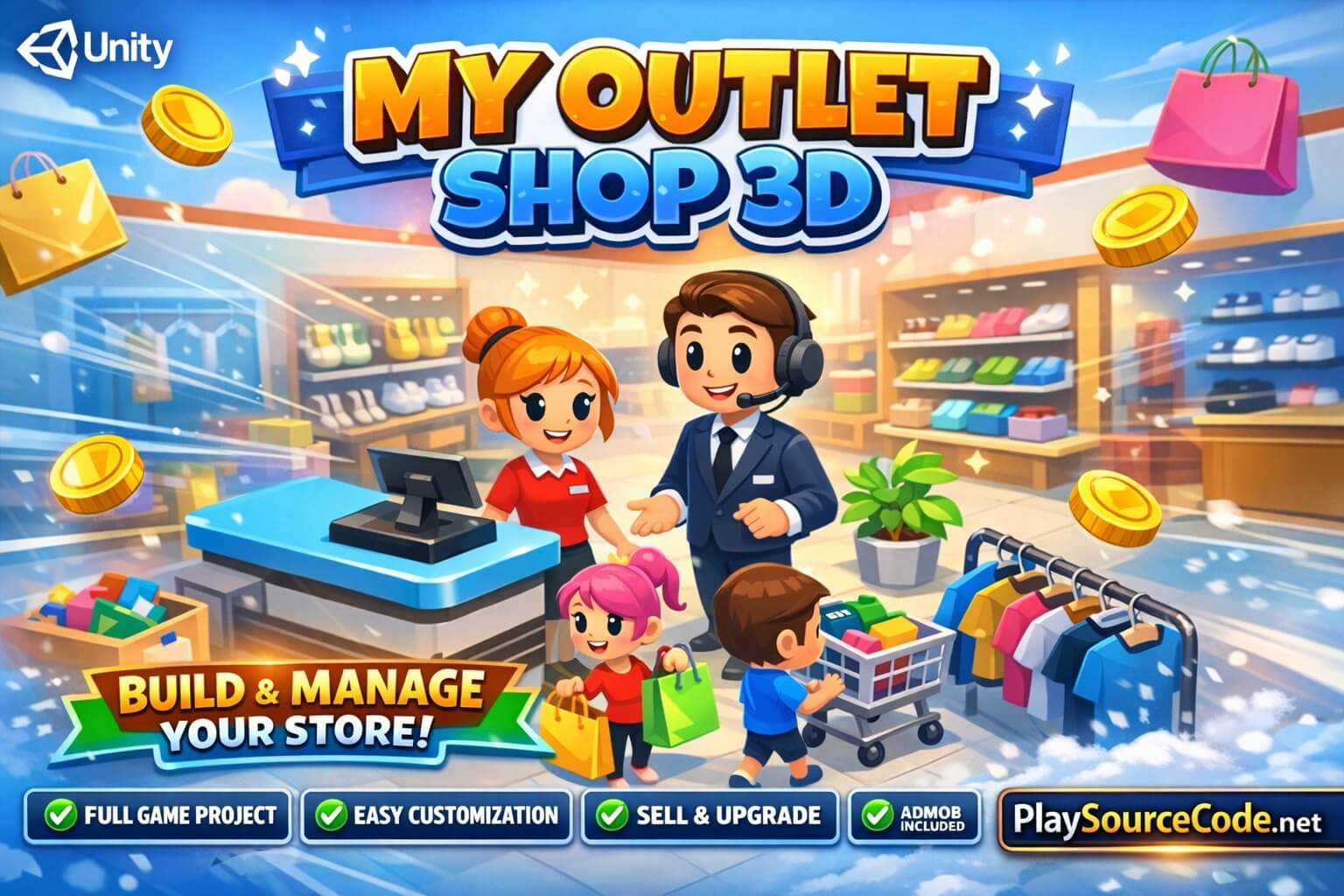 My Outlet Shop Unity Game Code | PlaySourceCode.net My Outlet Shop Unity retail tycoon game