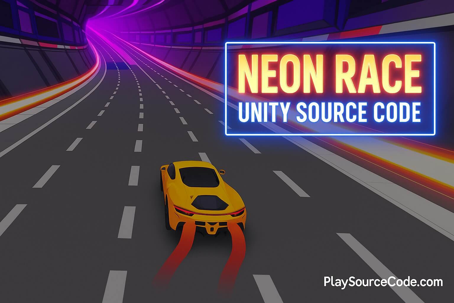 Neon Racer - Exclusive Unity Game Template | PlaySourceCode.net Neon Racer Unity game with endless racing and futuristic visuals