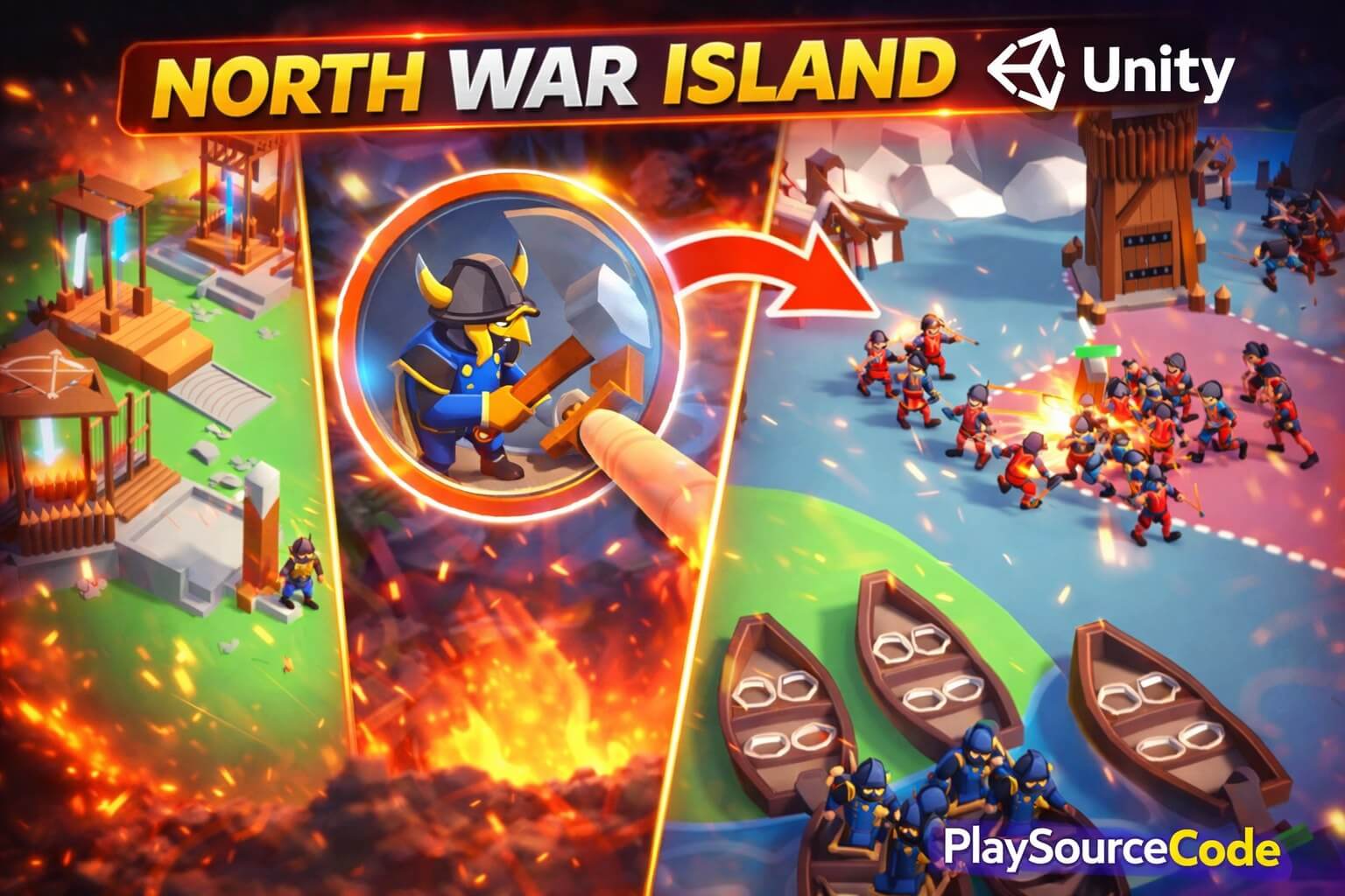 North War Unity Viking strategy game with base building and island raids