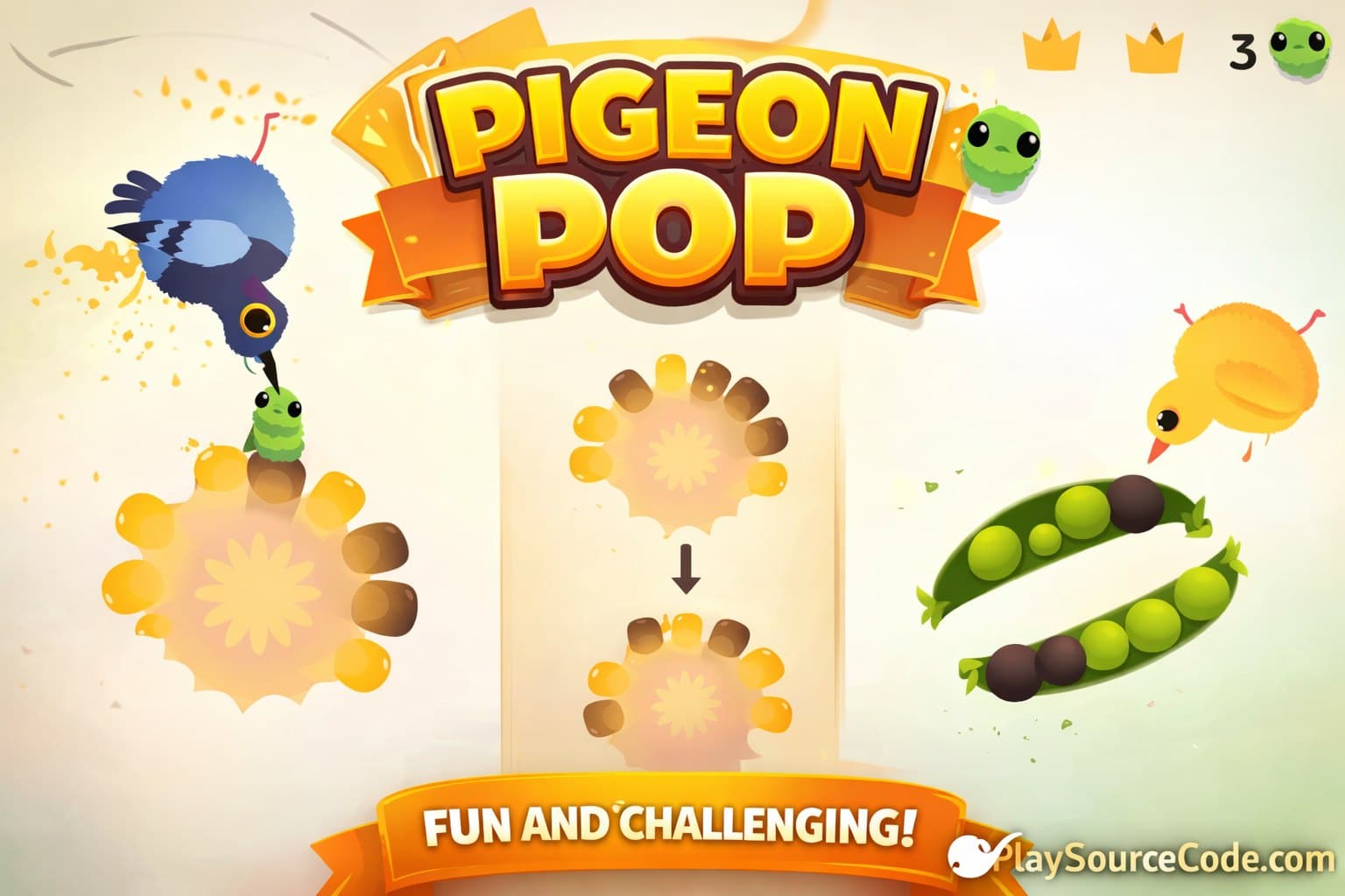 Pigeon Pop Unity tap arcade game with fruit popping