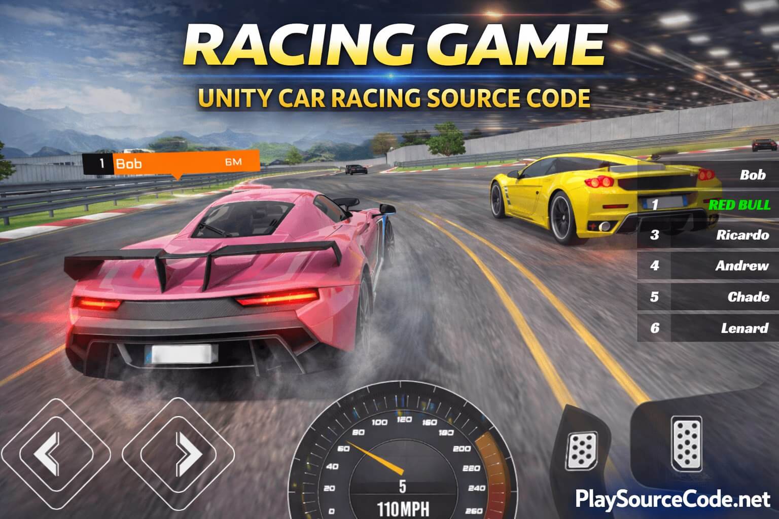 Car Racing Unity game with 3D driving and AI opponents