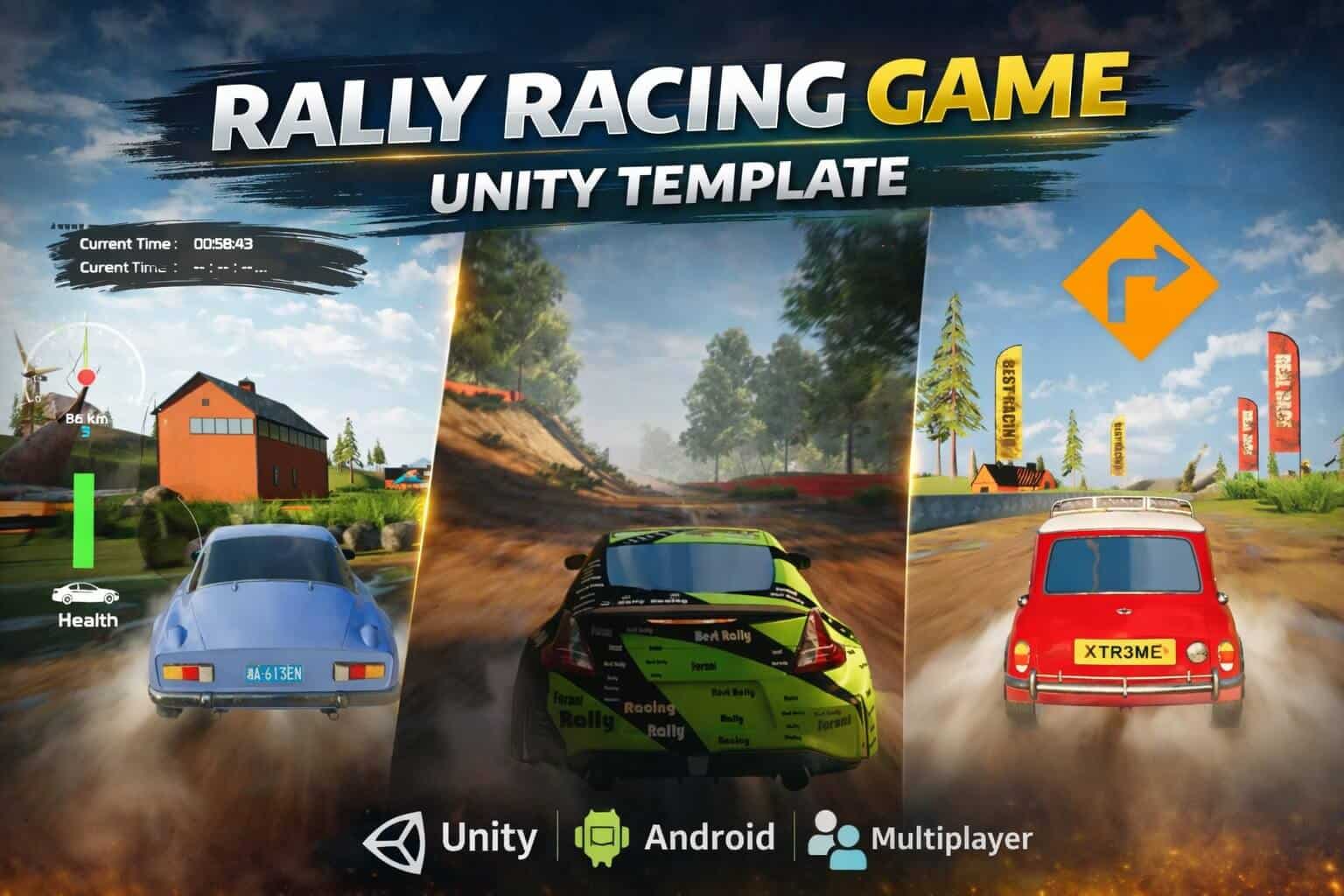 Rally Racing Unity game with PBR cars and realistic driving gameplay