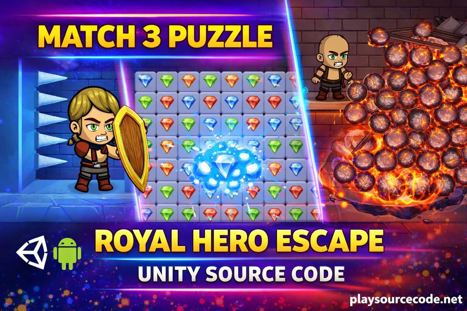 Royal Hero Escape Unity match-3 puzzle game