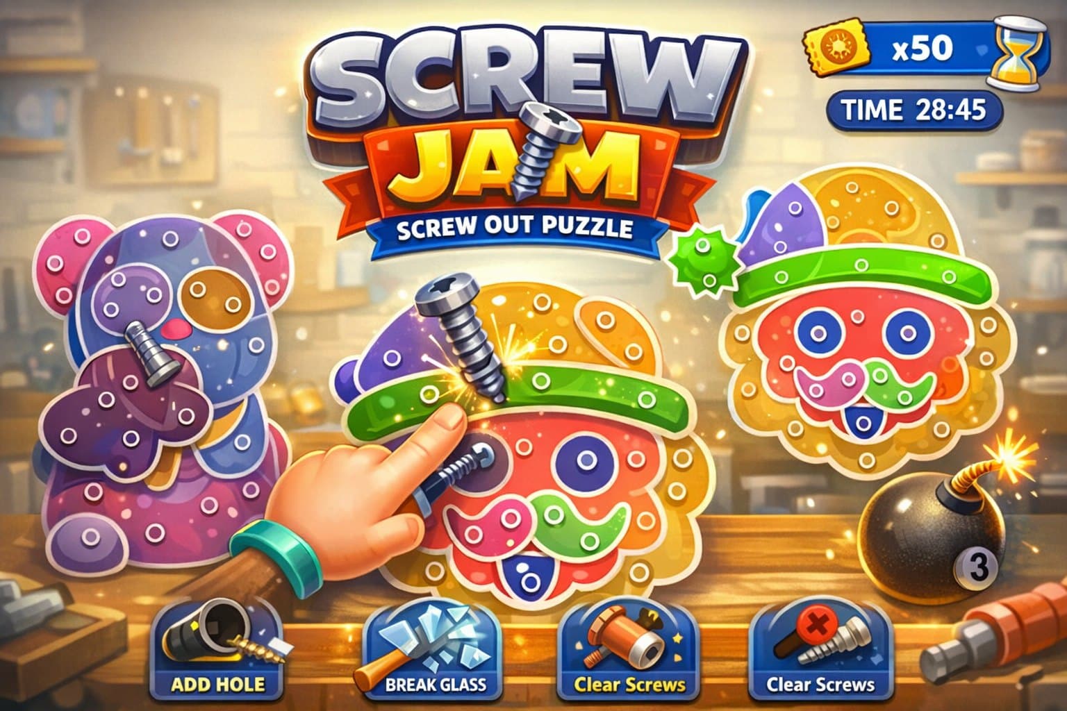 Screw Jam : Screw Out Puzzle Game Complete Unity Source Code | PlaySourceCode.net Screw Jam Unity puzzle game with color sorting screws and matching gameplay