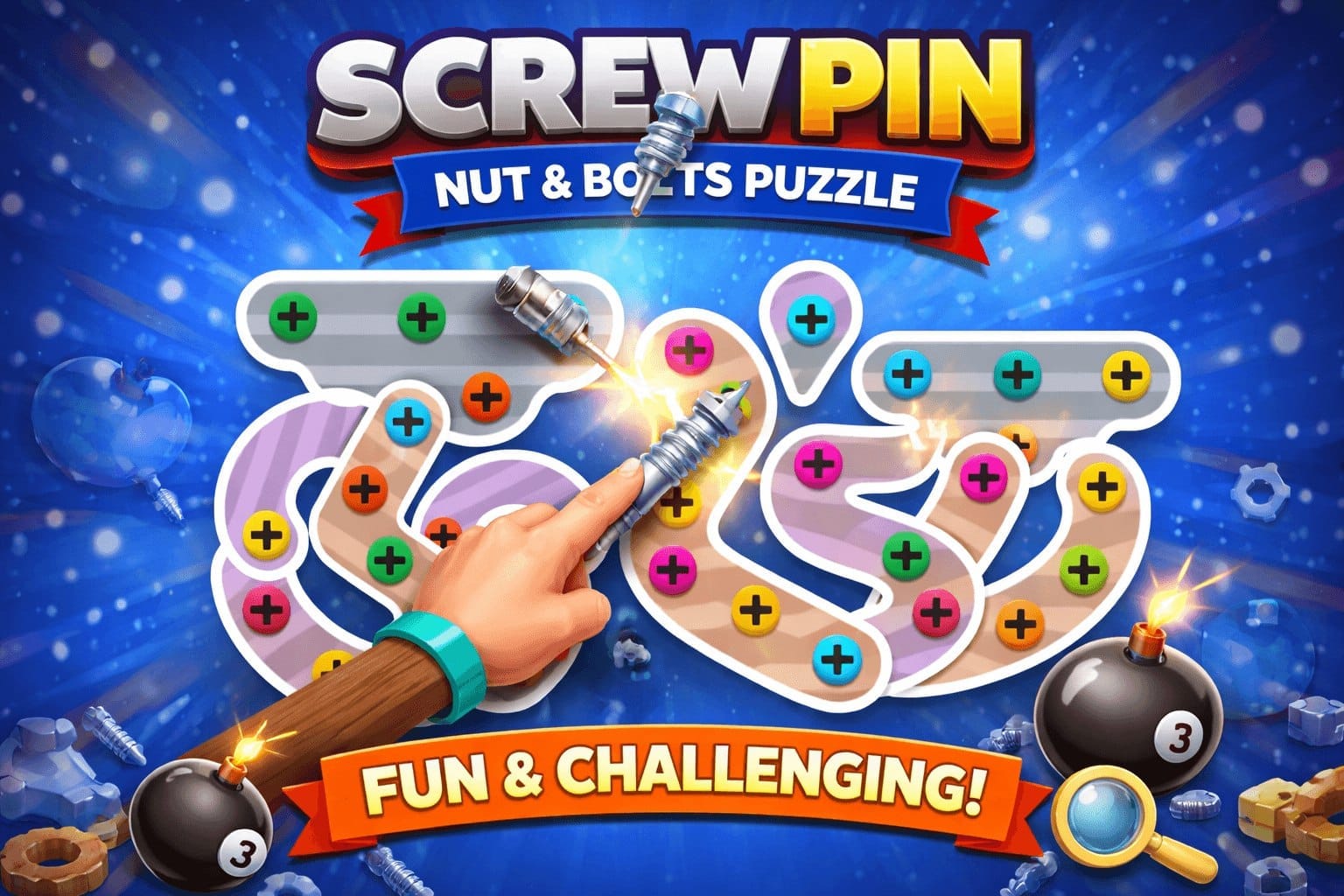 Screw Pin Nut and Bolts Unity puzzle game with screw removal and matching gameplay