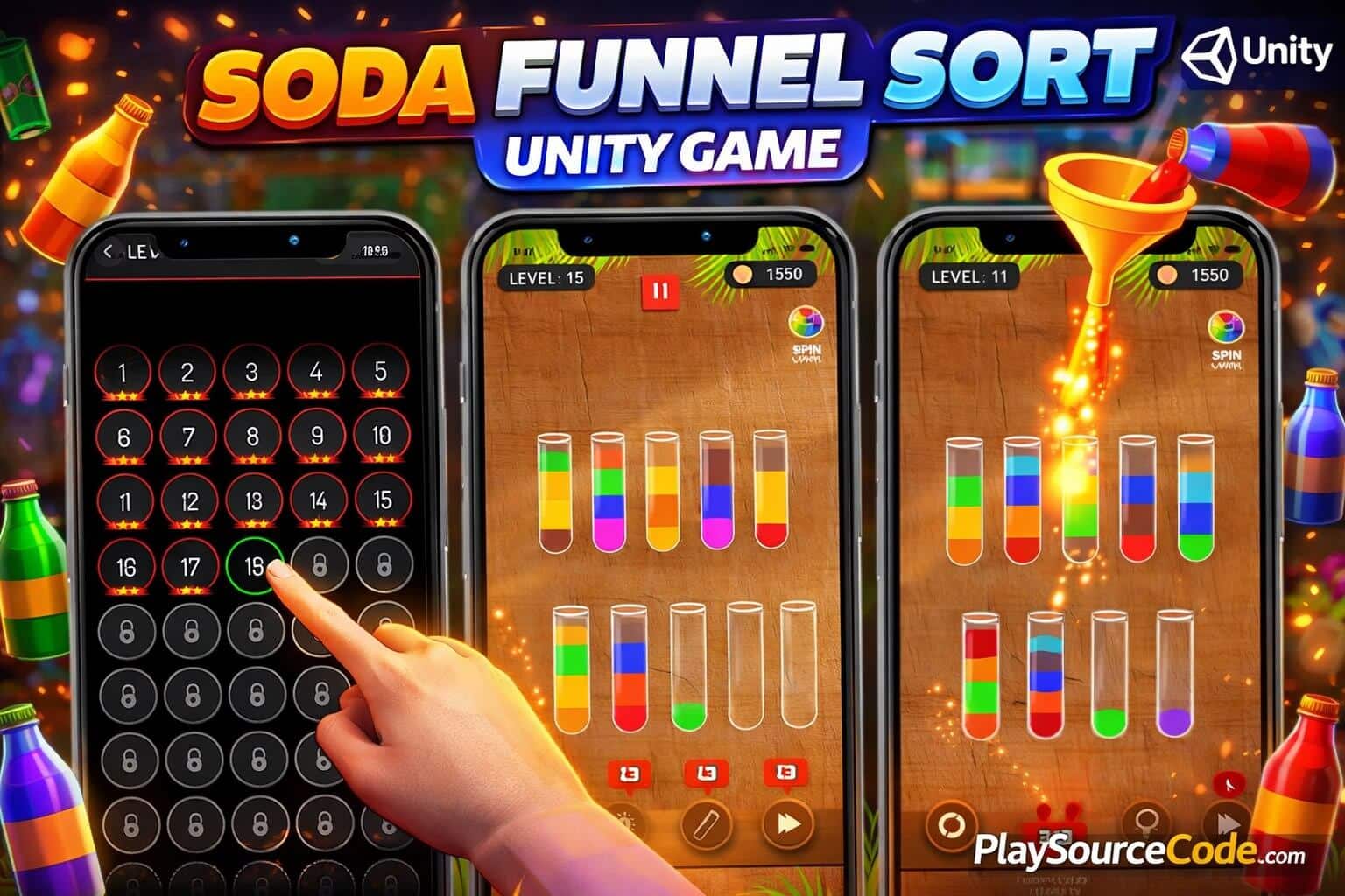 Soda Funnel Sort Unity liquid puzzle game