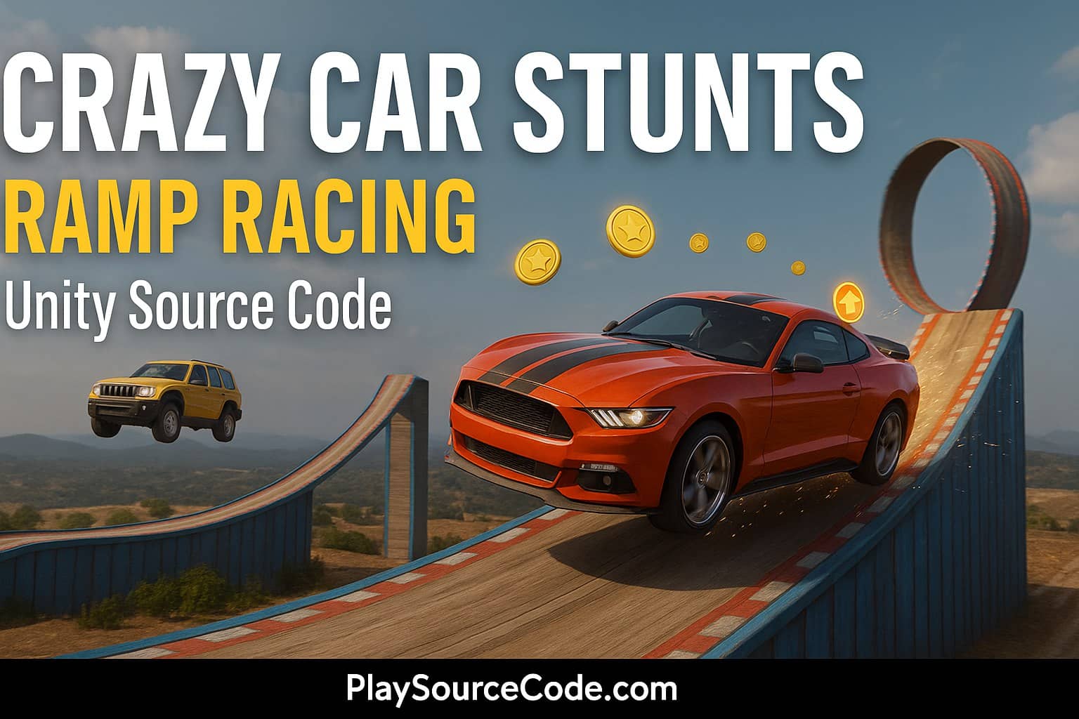 Build & Launch Ramp Racing Game in Unity | PlaySourceCode.net mega ramp car stunt unity game racing gameplay