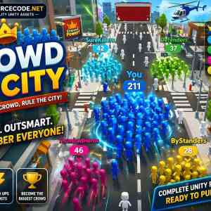 Crowd City Unity game crowd simulation gameplay with growing group in city