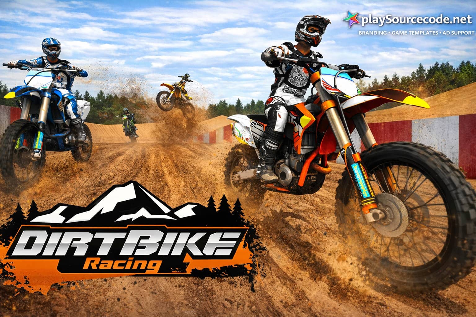 Dirt Bike Racing Moto Premium Code Unity Game | PlaySourceCode.net dirt bike racing unity game stunt gameplay with jumps and obstacles