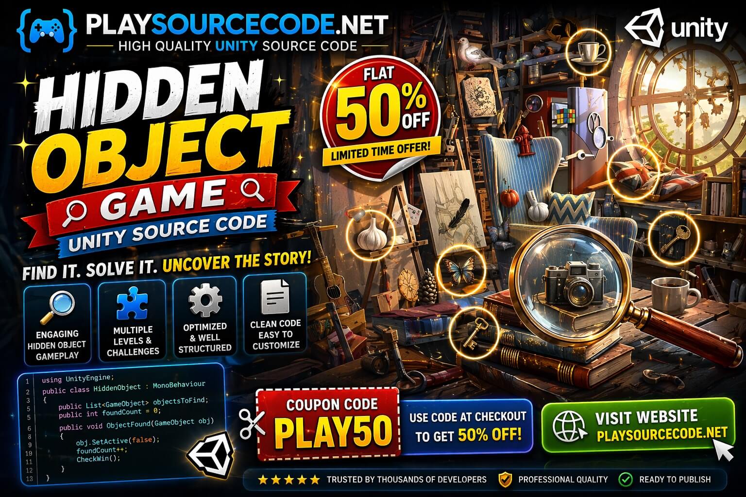 Hidden Object Game Unity Source Code | PlaySourceCode.net hidden object game unity gameplay