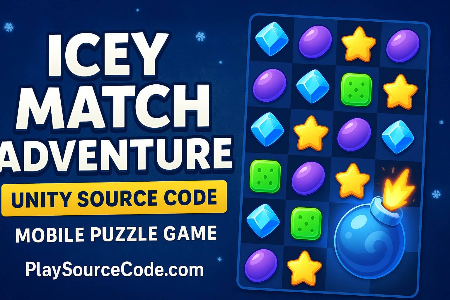 Icey Match Adventure Unity Source Code – Match Puzzle Game with 198 Levels