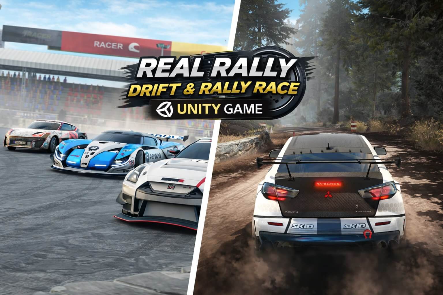 Real Rally Drift & Rally Race – Unity Source Code | PlaySourceCode.net unity drift racing game 3d car drifting gameplay