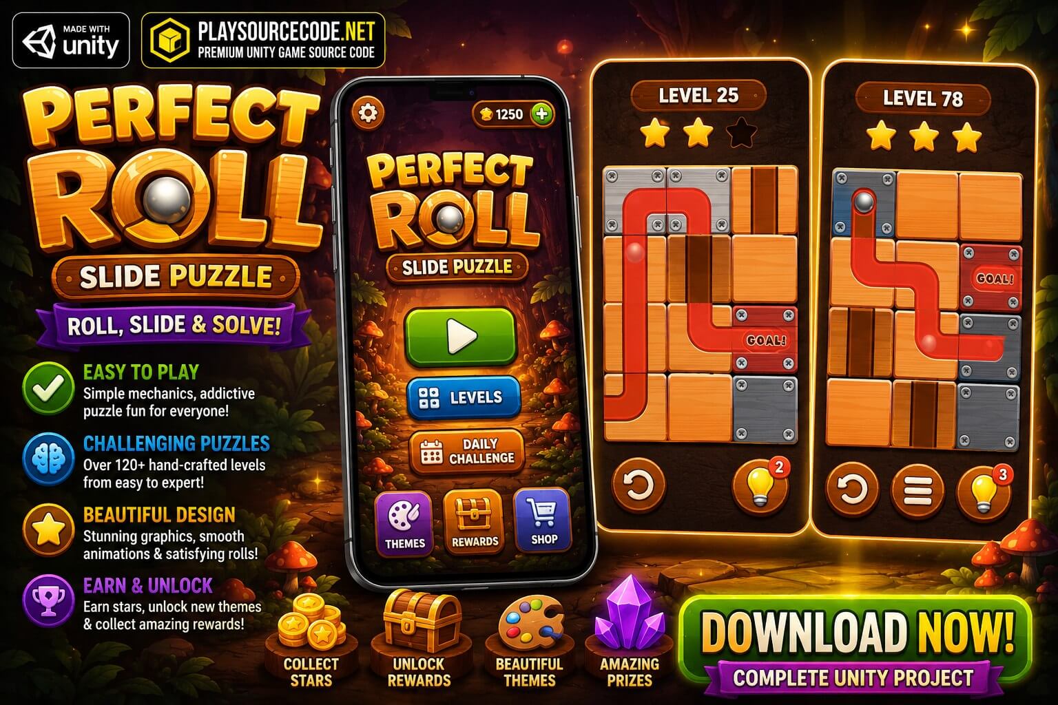 Perfect Roll - Slide Puzzle Mobile Game unity Code