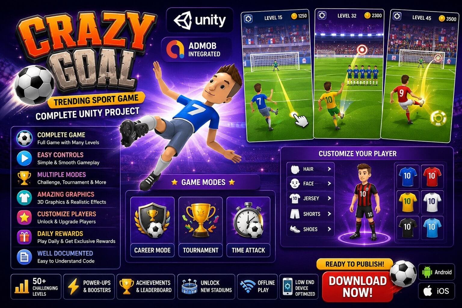 Crazy Goal Trending Sport Game Unity Game Code