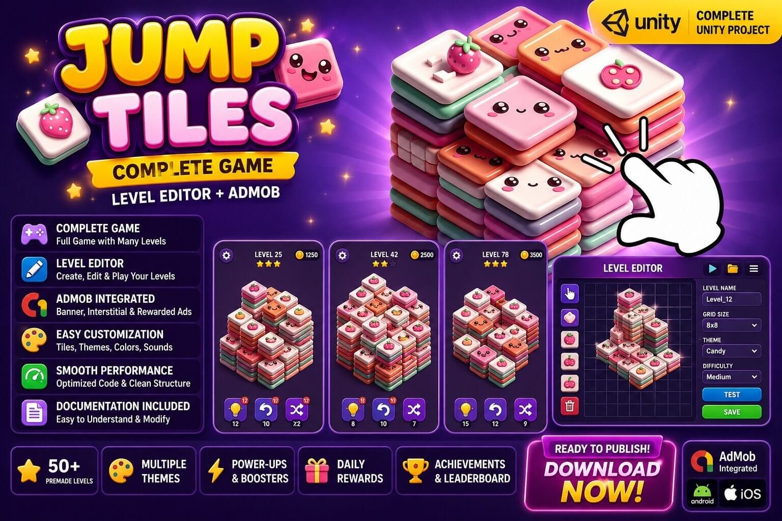 Jump Tiles | Complete Game (Level Editor + Admob)