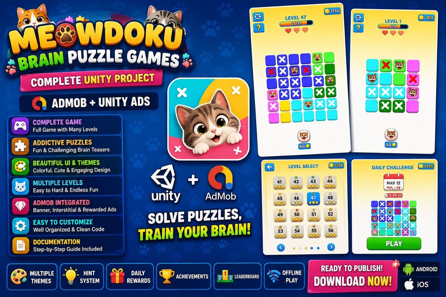 Meowdoku Brain Puzzle Games Unity Source Code | PlaySourceCode.net Meowdoku Brain Puzzle Games Unity Source Code