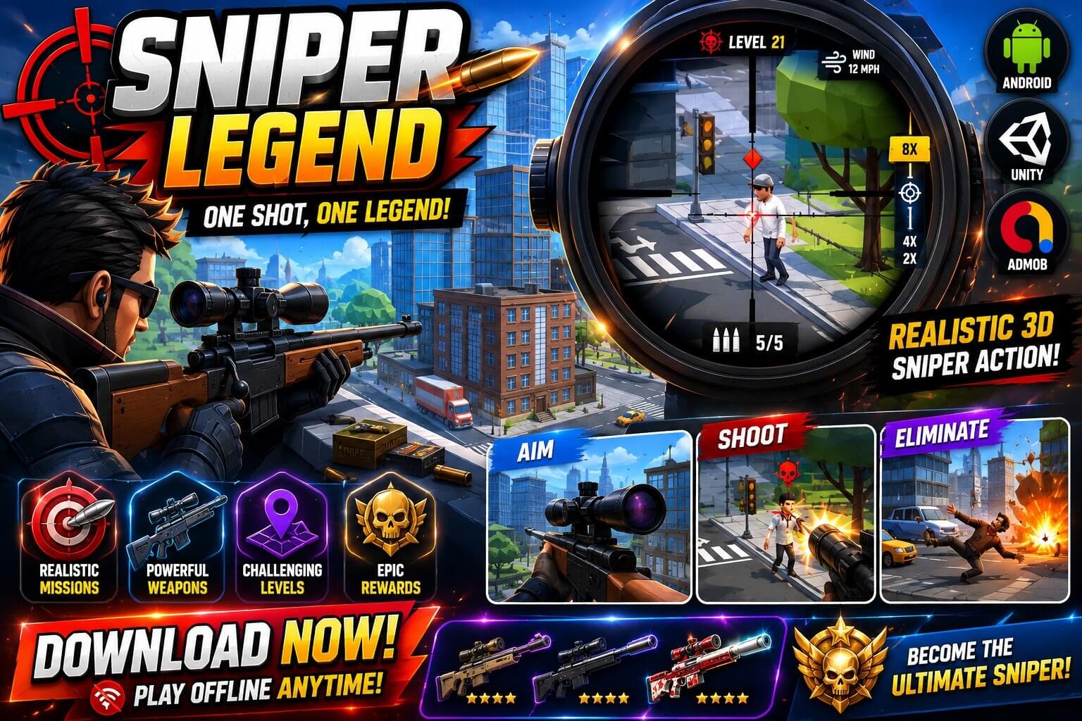 Sniper Legend - Game Unity With Admob