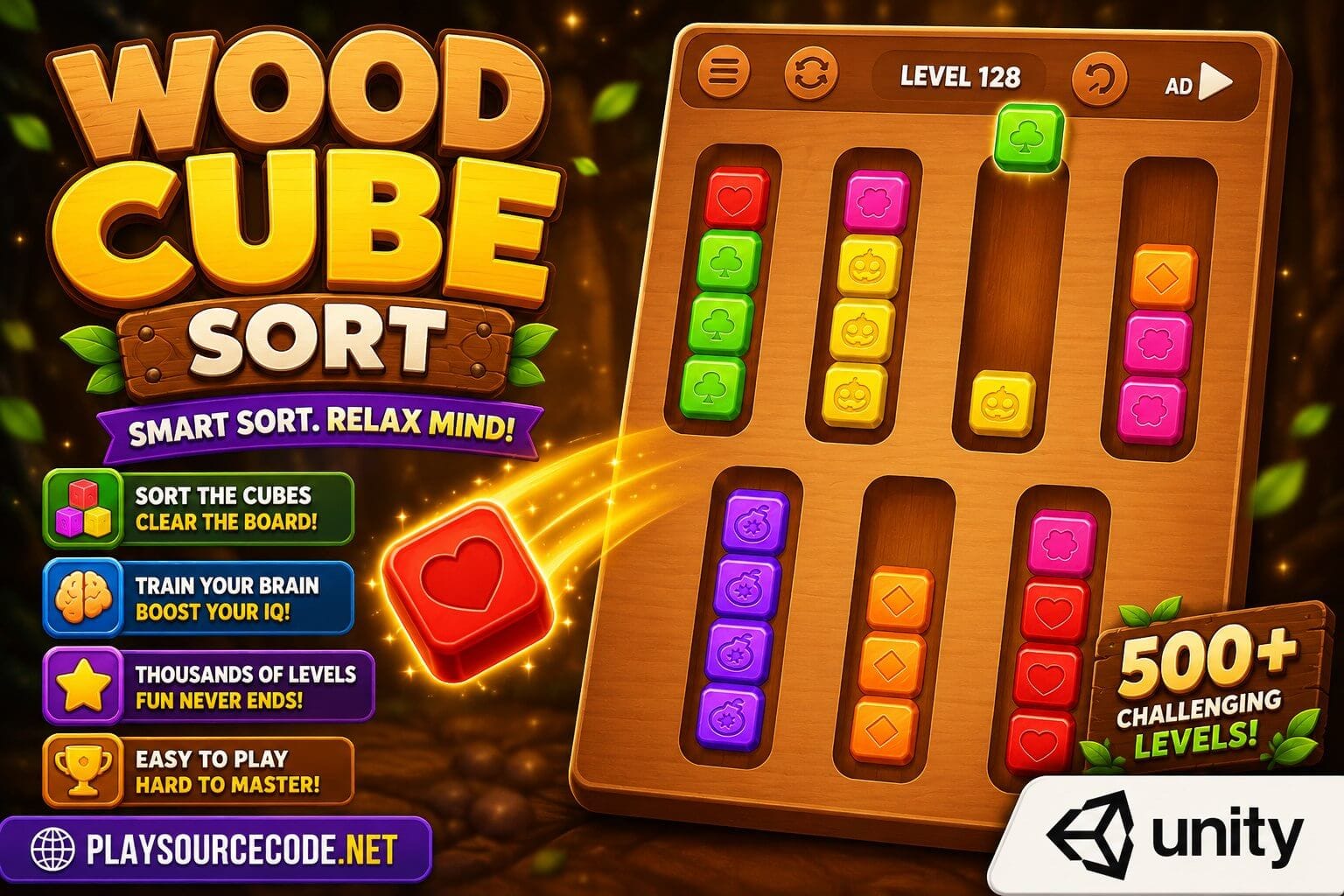 Wood Cube Sort Unity Project | PlaySourceCode.net Wood Cube Sort Unity Project