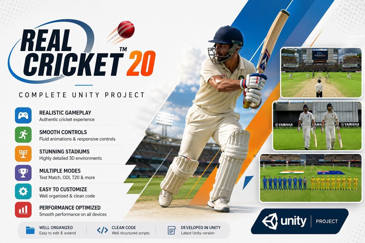 Real Cricket 20 Complete Unity Project | PlaySourceCode.net Real Cricket 20 Complete Unity Project