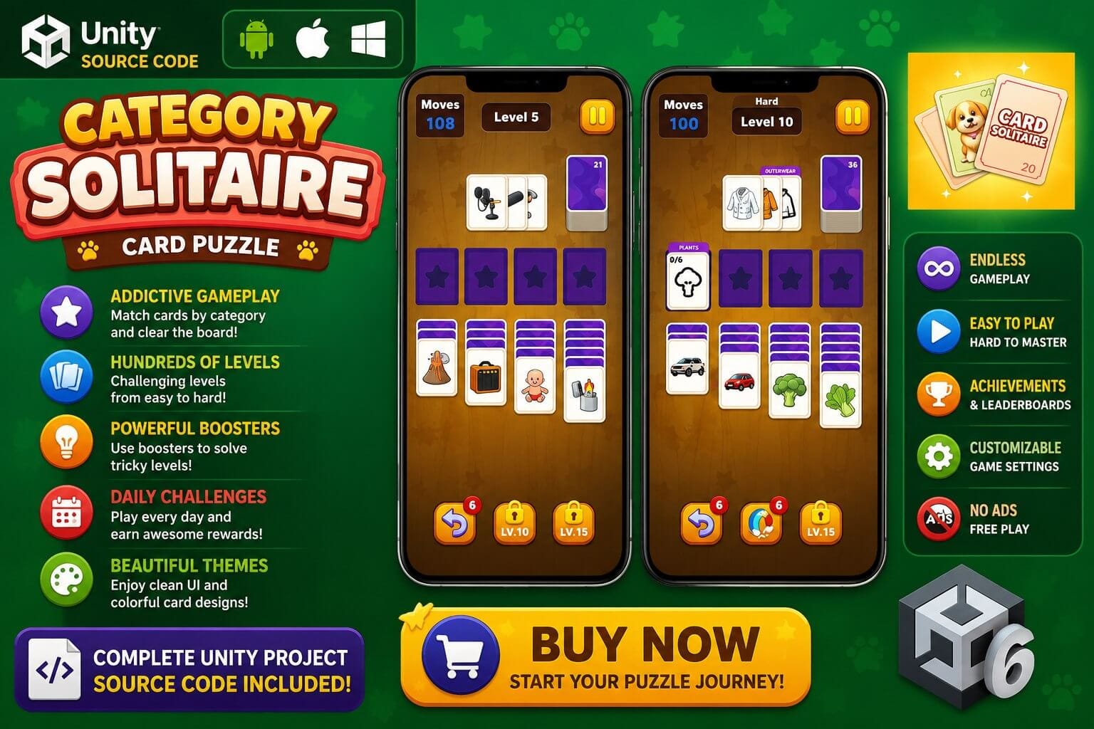 Category Solitaire Card Puzzle - Unity Source Code | PlaySourceCode.net Category Solitaire Card Puzzle - Unity Source Code