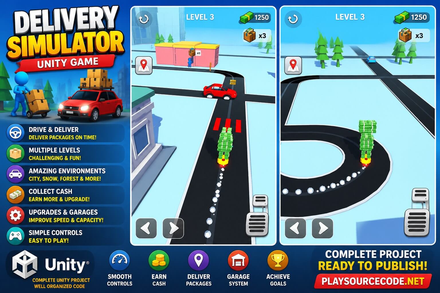 Delivery Simulator Unity Game Source Code – One-Tap Gameplay, Ads & Easy Reskin | PlaySourceCode.net