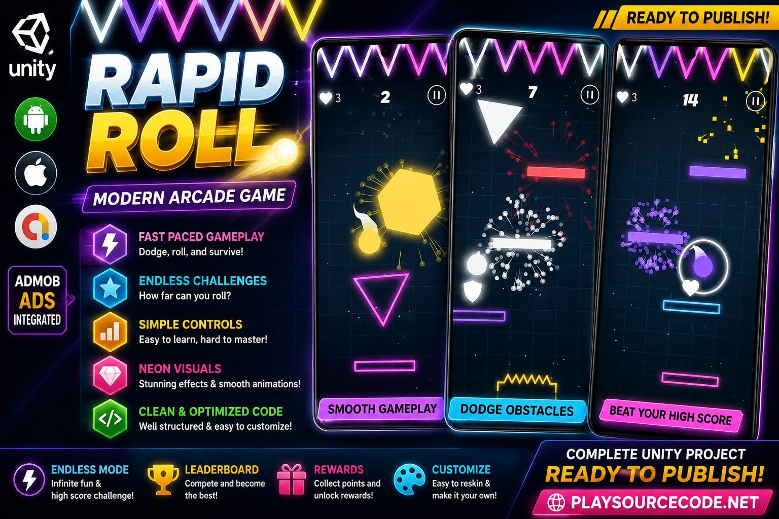 Rapid Roll - Complete Unity Game