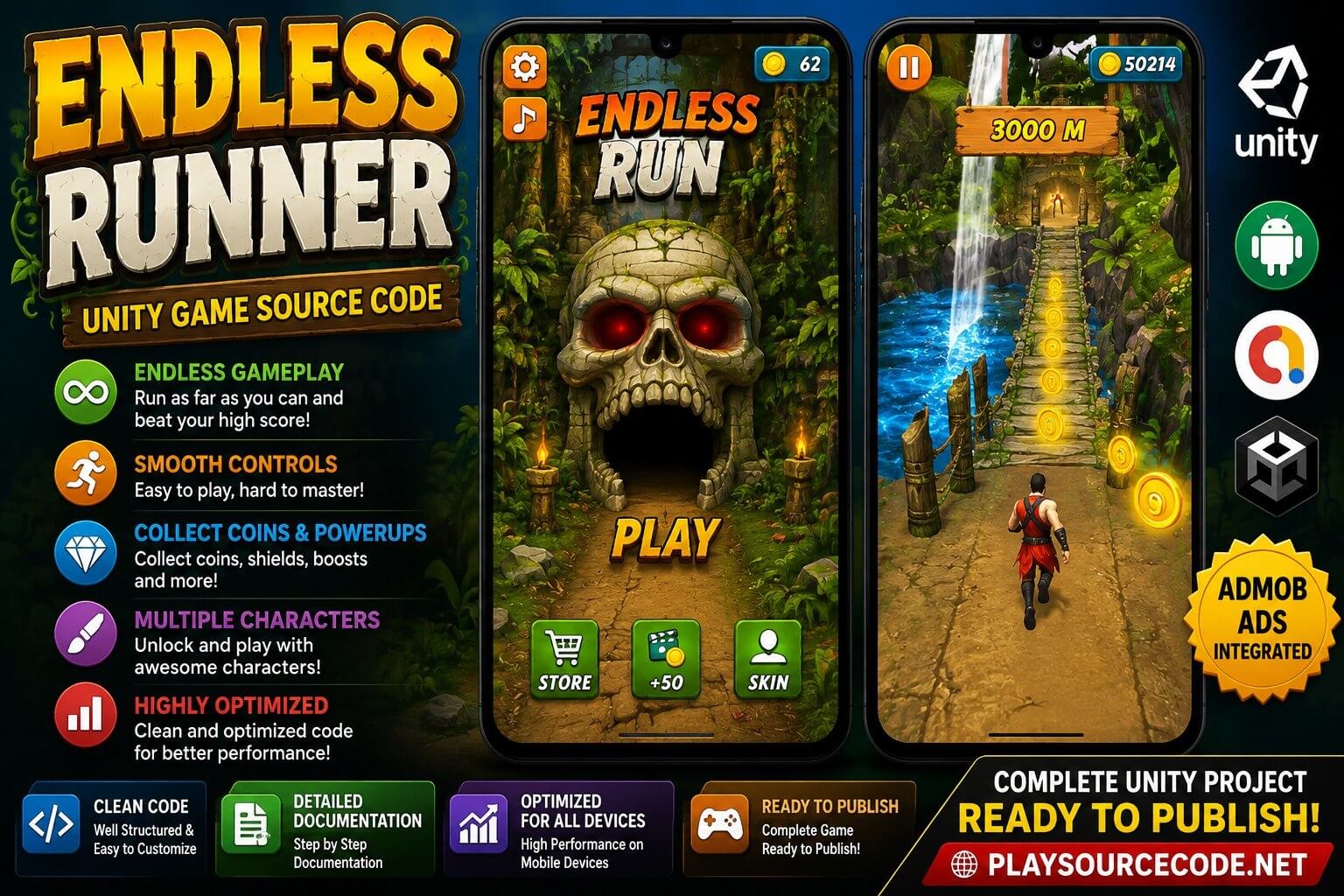 Temple Run Endless Runner Game Unity Source Code