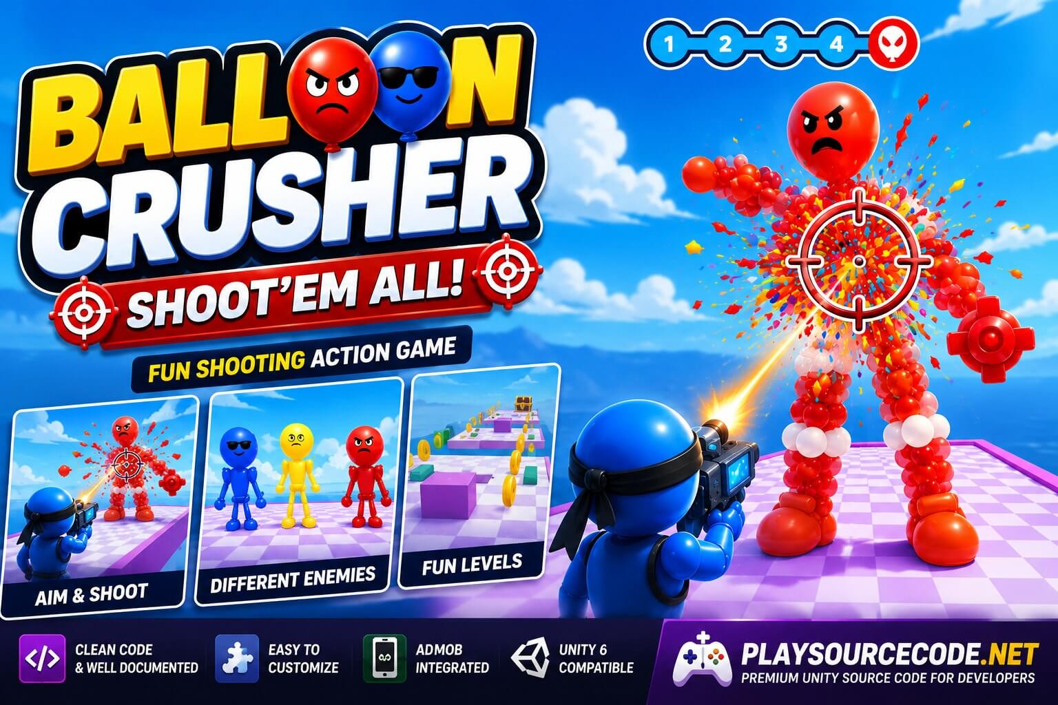 Balloon Crusher Shoot’em all Unity Source Code