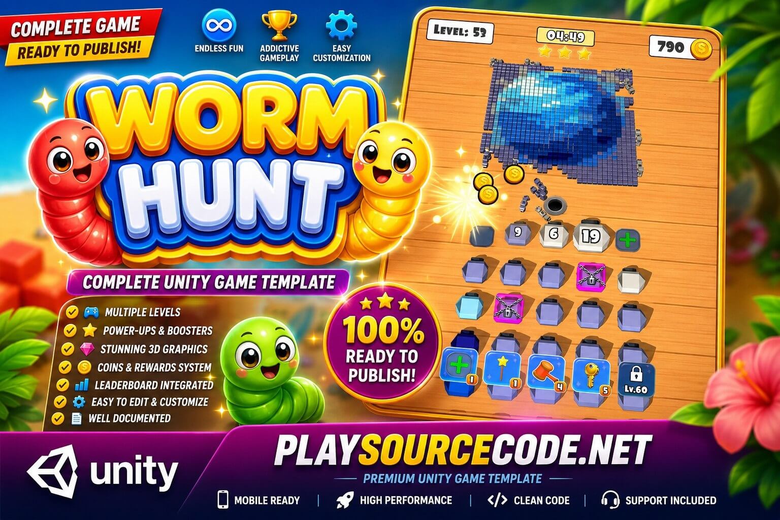 Worm Hunt - Complete Mobile Game Template