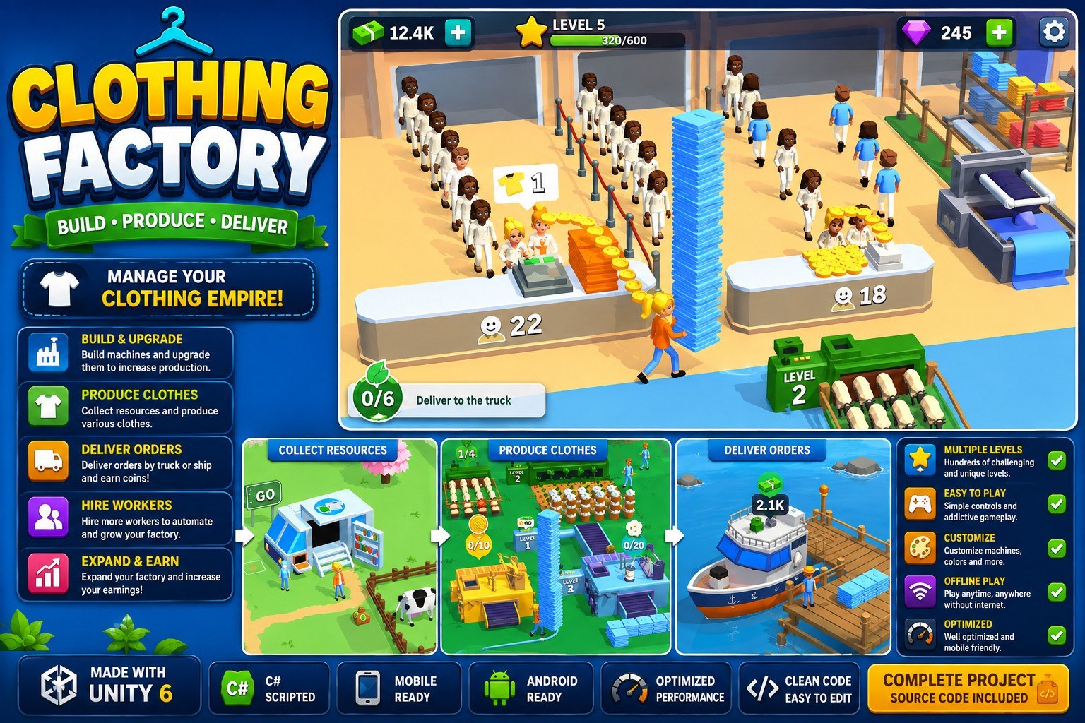 Clothing Factory Unity Game Source Code