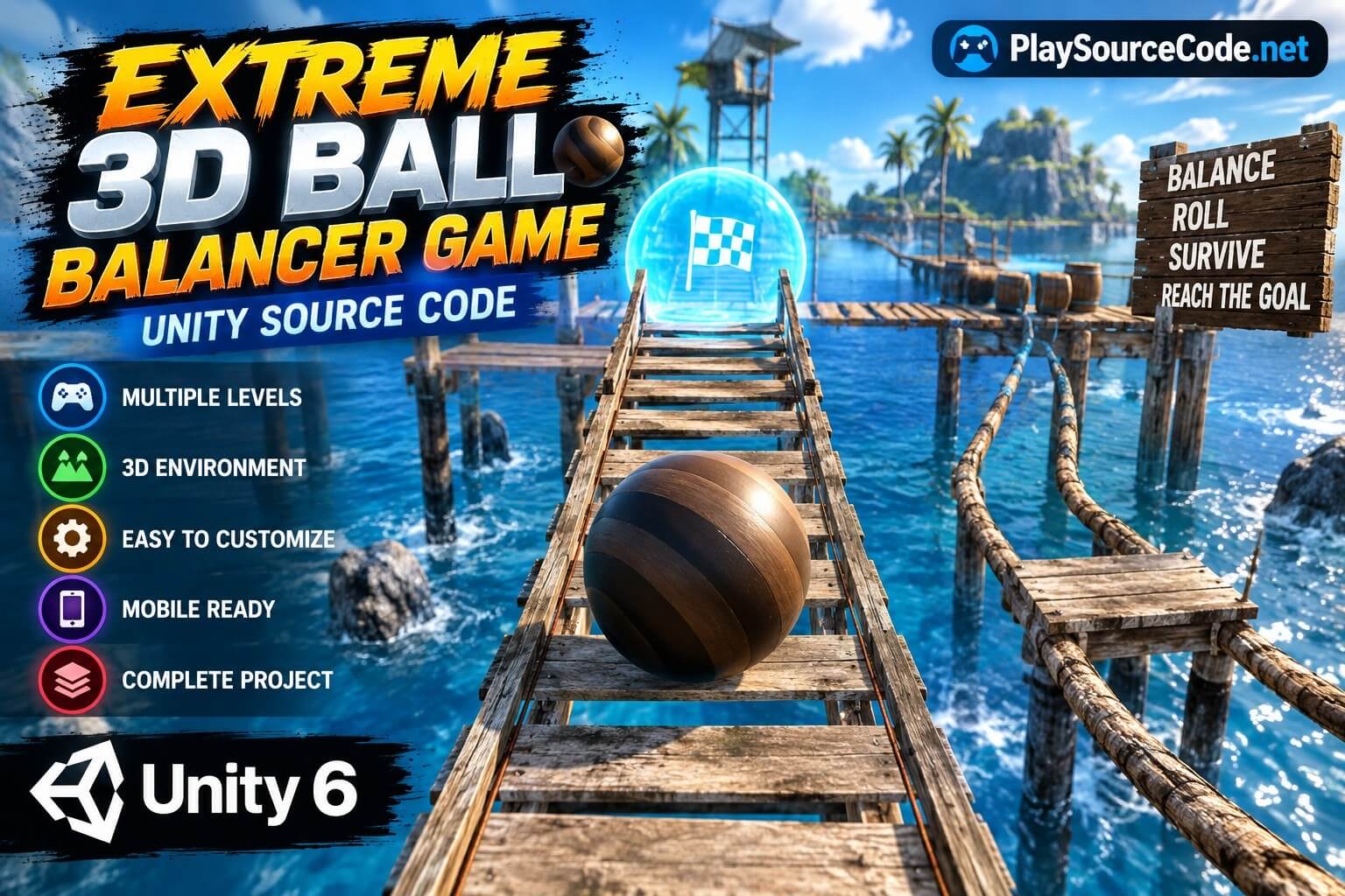 Extreme 3D Ball Balancer Game Unity Source Code | PlaySourceCode.net Extreme 3D Ball Balancer Game Unity Source Code