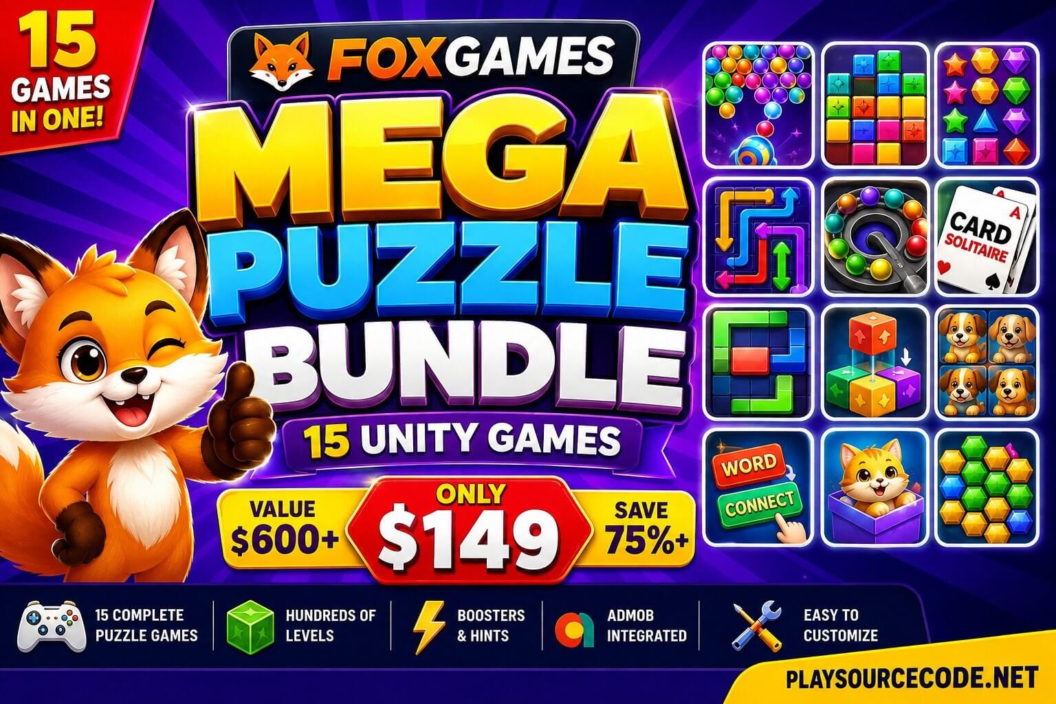 FoxGames Mega Puzzle Bundle - 15 Unity Games