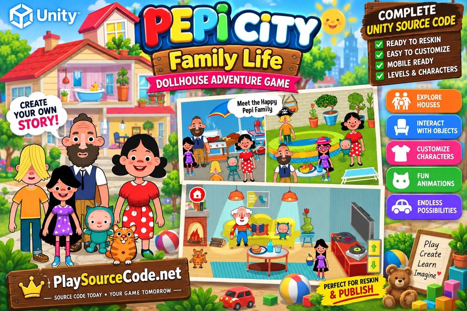 Pepi City: Family Life Dollhouse Adventure Game Unity source code