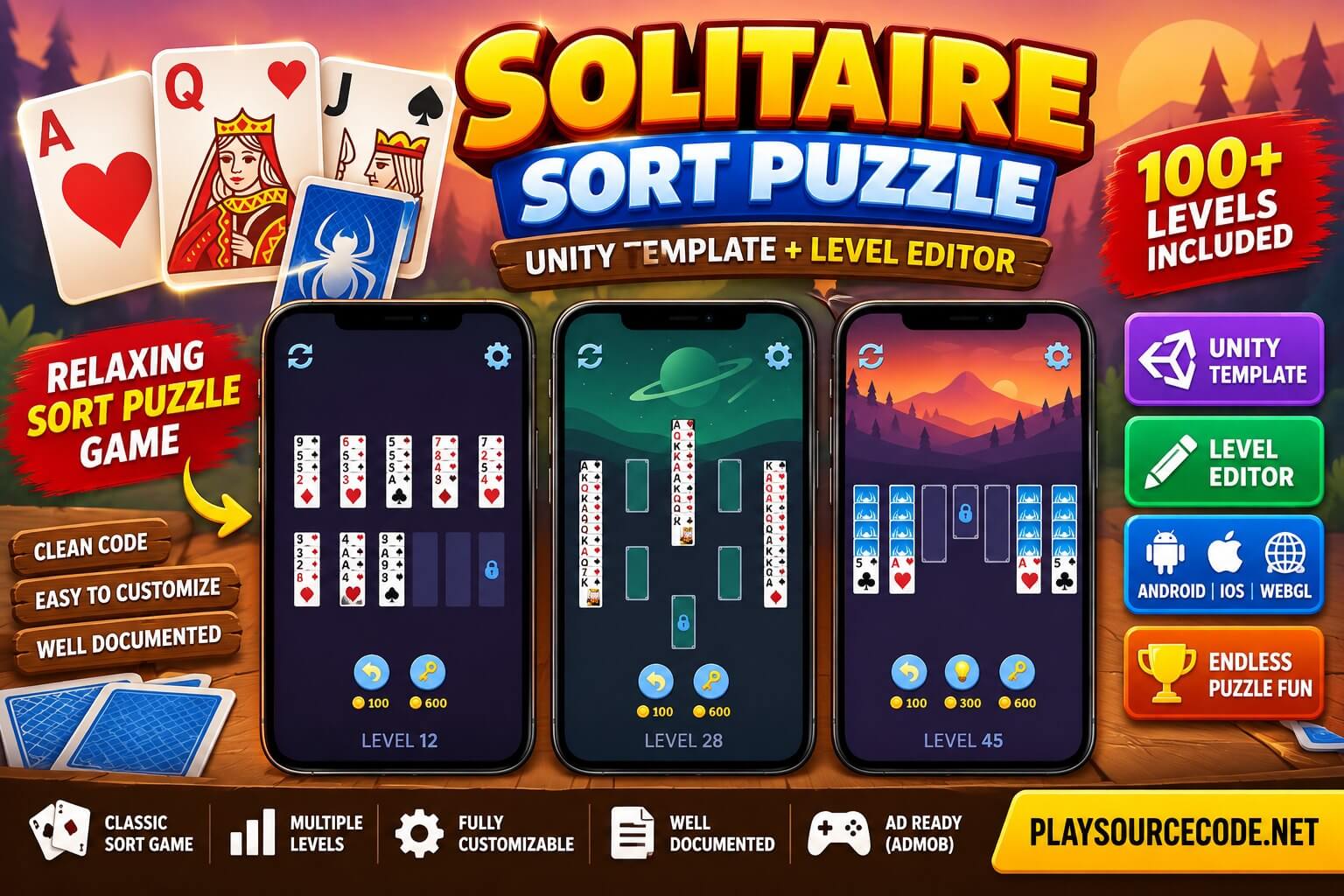 Solitaire Sort Puzzle Template + Level Editor | PlaySourceCode.net Solitaire Sort Puzzle Template + Level Editor