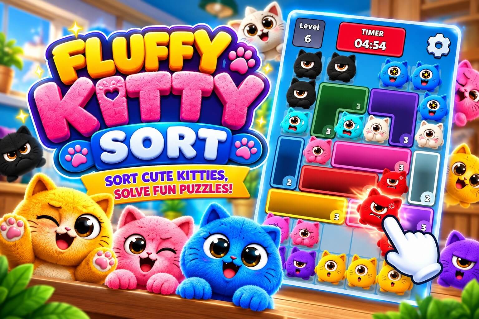 Fluffy Kitty Sort - Cat Puzzle Out Unity Source Codes