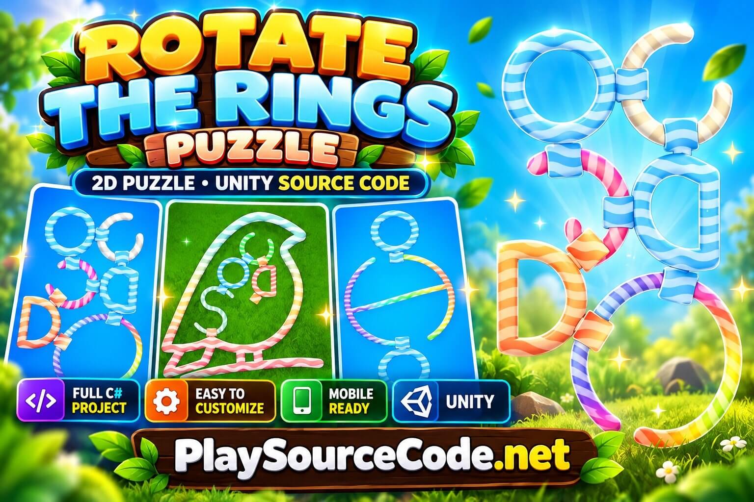 Rotate The Rings Puzzle 2D Game Unity Source Code with Admob and Unity Ads Integrated Rotate The Rings Puzzle 2D Game Unity Source Code