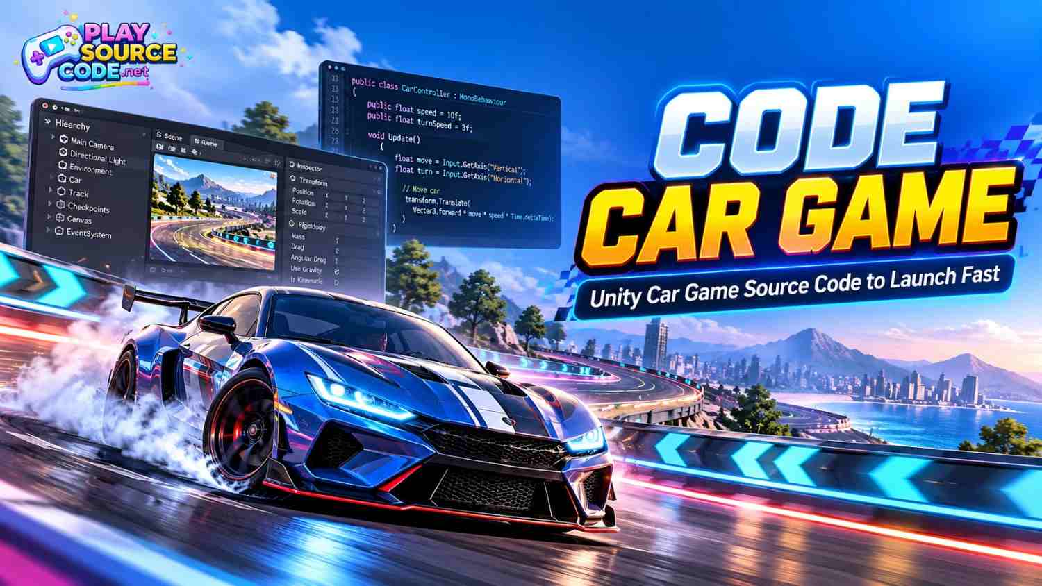 Code Car Game: Unity Car Game Source Code to Launch Fast | PlaySourceCode.net Code car game with Unity car game source code and racing car