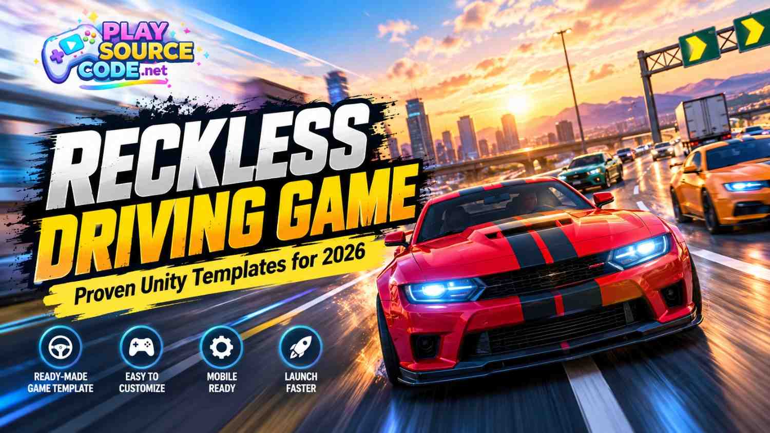 Reckless driving game with Unity templates and a red racing car
