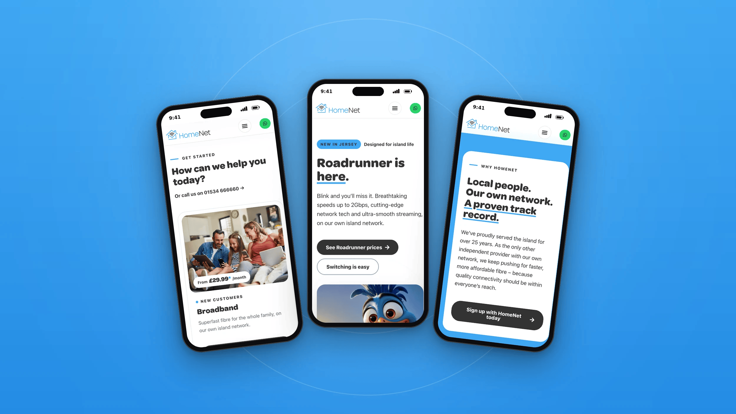 HomeNet website on mobile — website by Paul Le Breton
