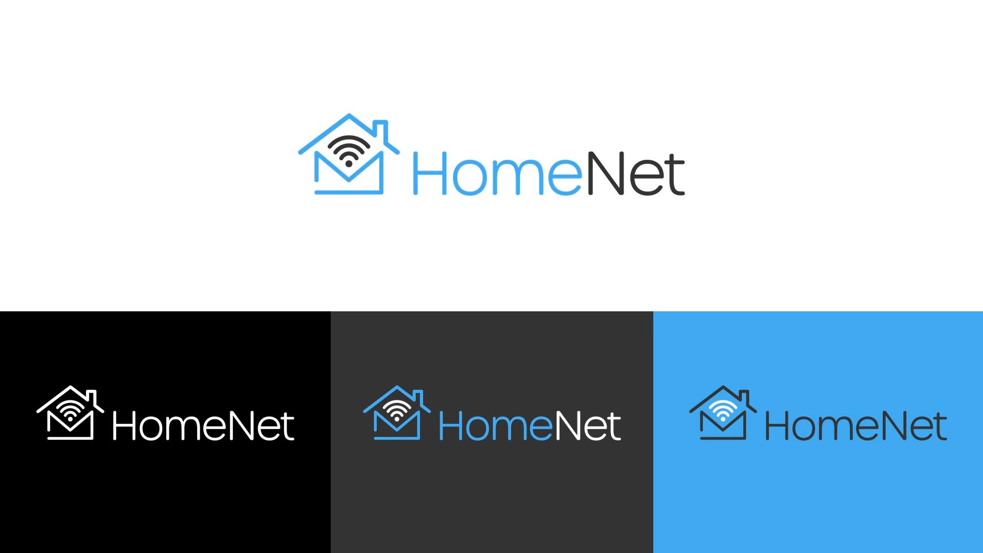 HomeNet logo and colour variations — branding by Paul Le Breton