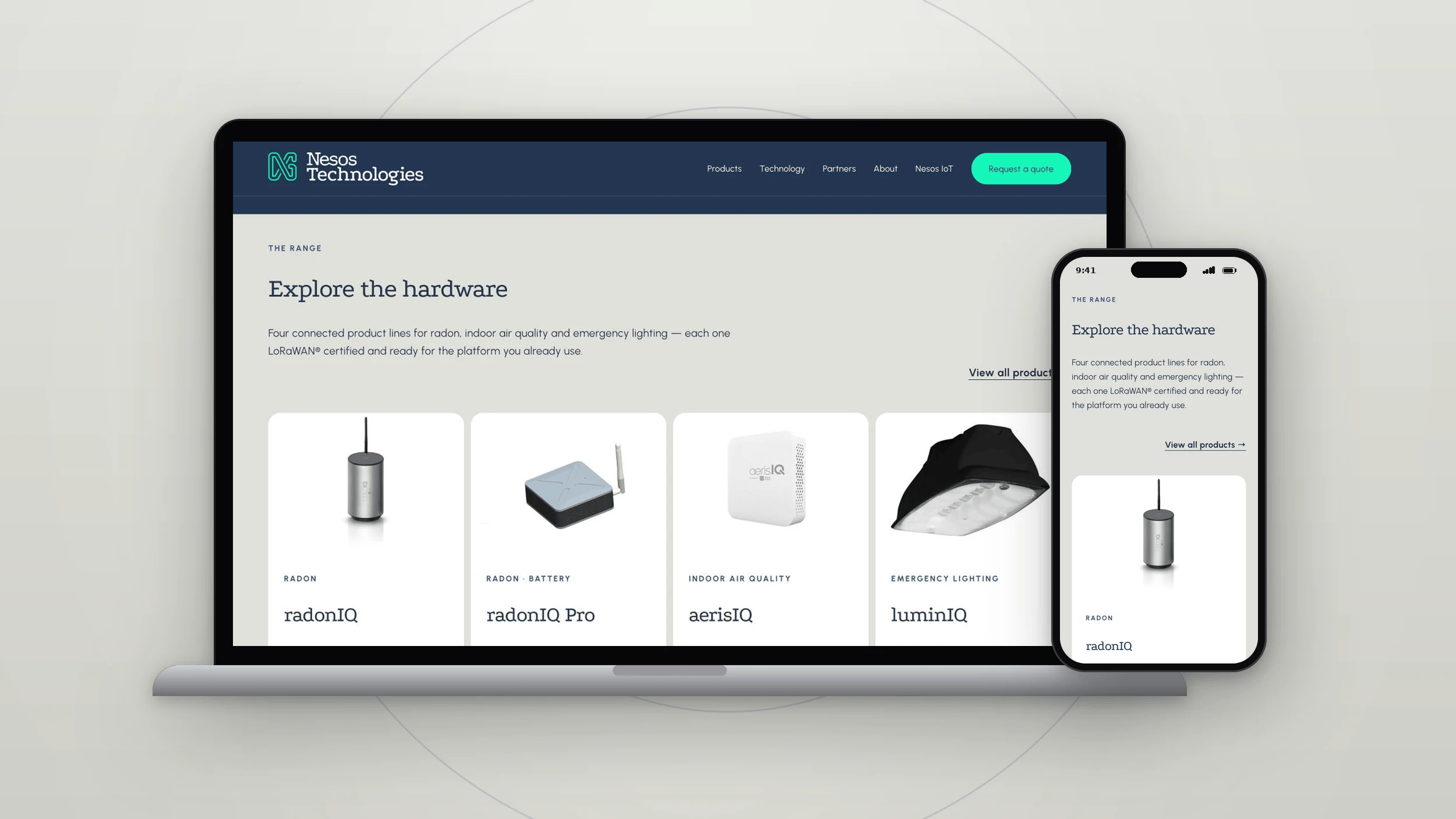 Nesos Technologies website on laptop and mobile — by Paul Le Breton